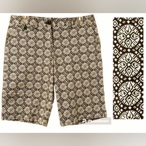 Talbots Stretch brown-beige Batik print shorts 5-pockets sz 4P